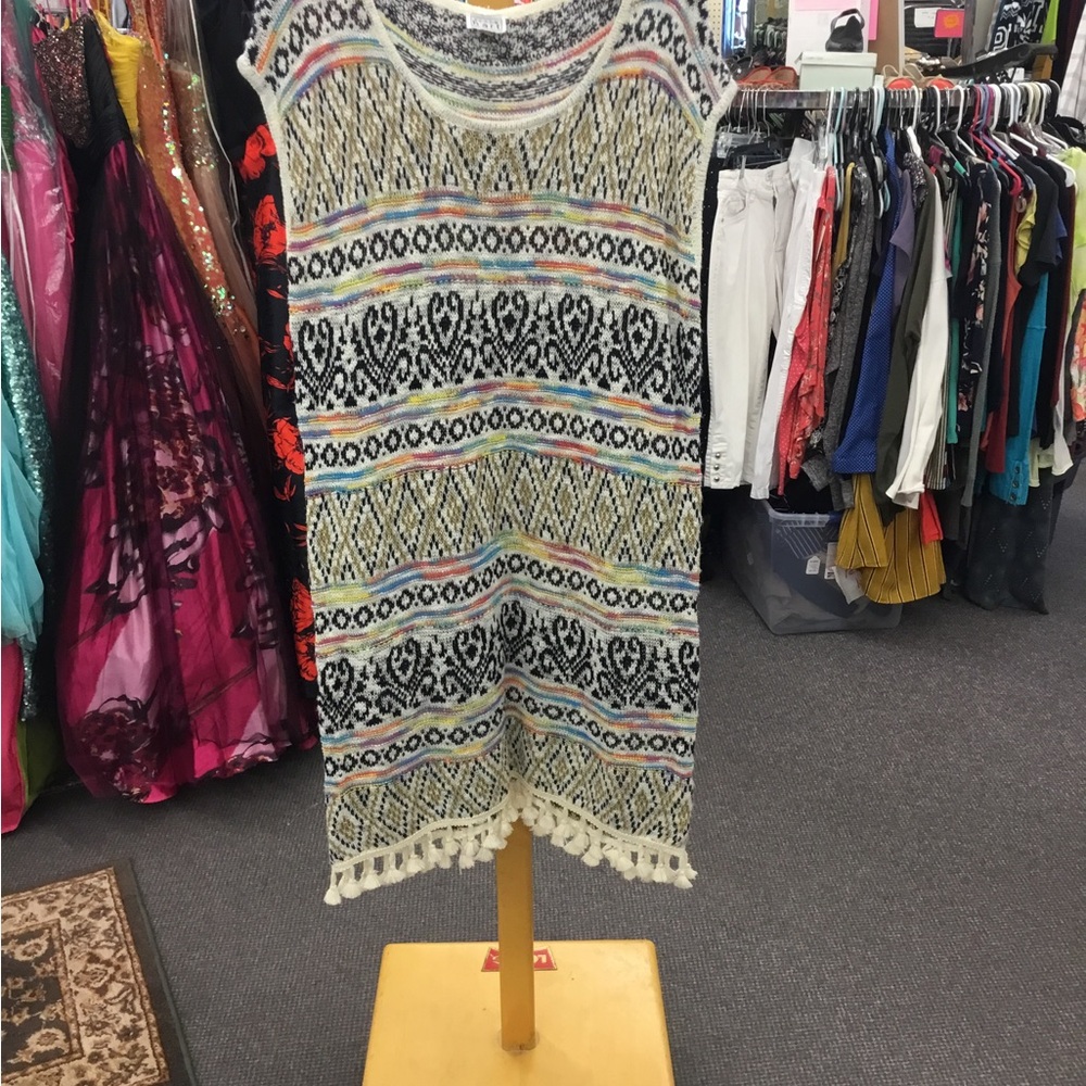 🛍️ Karen Hart Ladies Small New Sleeveless Sweater Dress - Multi Colored